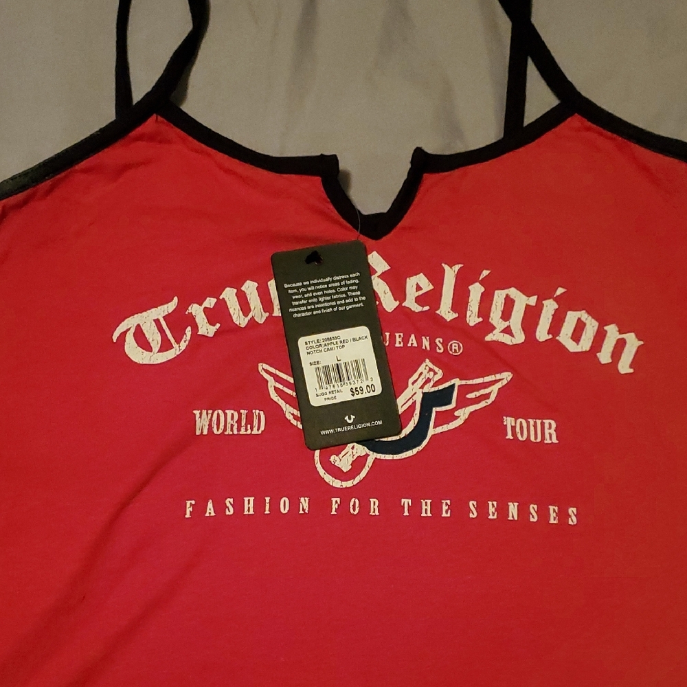 True Religion Red Tank with Black Accents